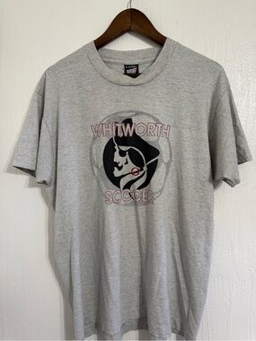 Vtg Withworth Pirates Soccer Gray T Shirt Size XL Screen Stars Single Stitch